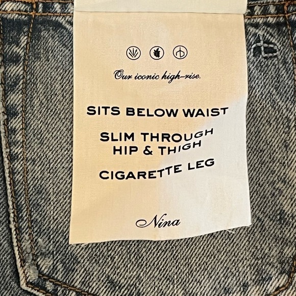 RAG & BONE NINA HIGH-RISE DISTRESSED ANKLE CIGARETTE JEANS NWT WOMEN'S SIZE 26 - Picture 14 of 16